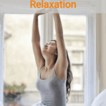 How to stop overthinking at night: female on the bad stretching, muscle relaxation steps. Sleep, racing thoughts.